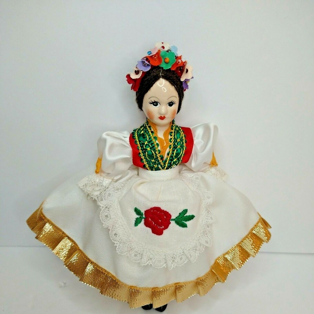 Vintage Hungarian Doll Folk Costume Hand Painted 1990 Porcelain.